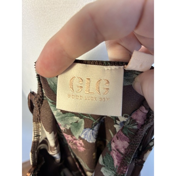 Good Luck Gem Slip Maxi Dress With Black Lace Sz M Brown Floral Y2K Dark Fairy - Picture 5 of 12